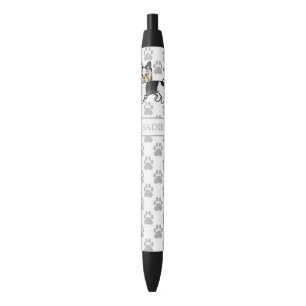 Stylo Noir Biewer Terrier Yorkie Chien de Dessin Animé & Nom