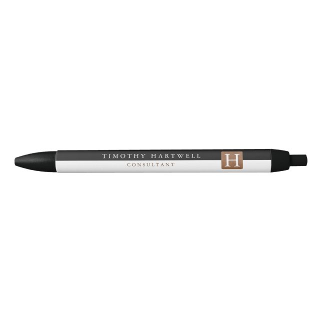 Stylo Noir Black | Monogramme gras fractionné centre blanc (Devant)