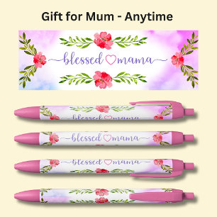 Stylo Noir Blesses Mama Fleurs Roses