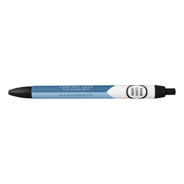 Stylo Noir Bleu blanc double ton logo d'entreprise Promotionn (Devant)