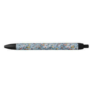 Stylo Noir Bleu clair Boho Chic Aquarelle Florale