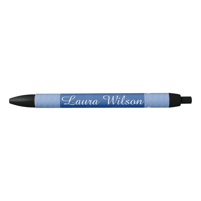 Stylo Noir Bleu marine et lignes modernes monogramme (Devant)