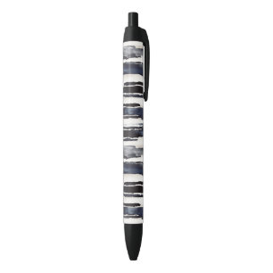 Stylo Noir Bleu Marine Rayures Blanches