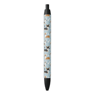 Stylo Noir Bleu Motif de Corgi