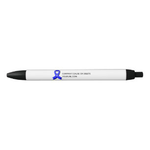 Stylo Noir Bleu Sensibilisation Ruban Coeur blanc Collecte de