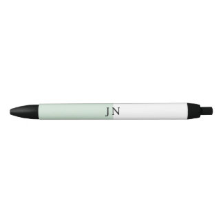 Stylo Noir Bloc de couleur joli pastel vert et blanc Monogram