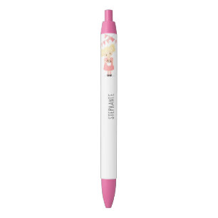 Stylo Noir Blonde mignonne Anniversaire fille et chiot