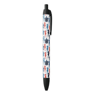 Stylo Noir Blue Tropical Ocean Turtle Seahores
