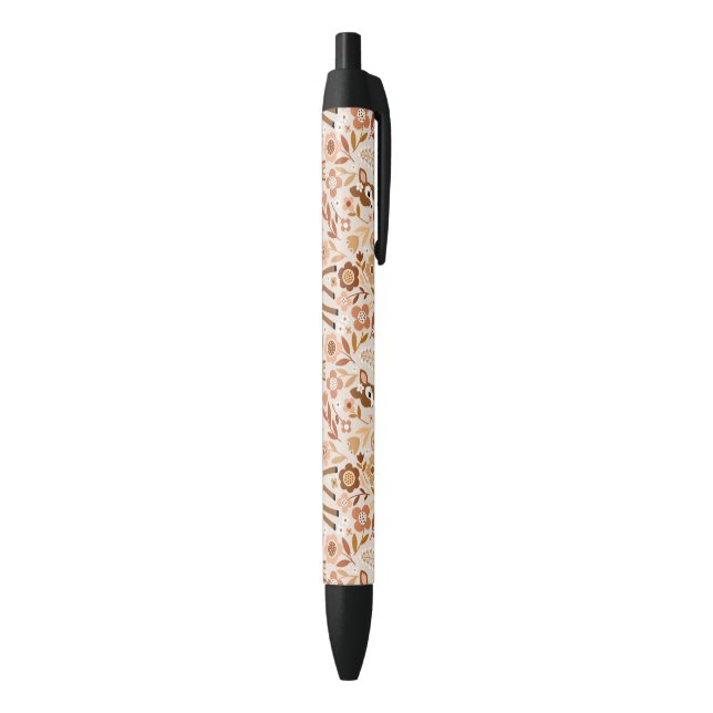 Stylo Noir Boeuf mignon cerf modèle floral (Bas (Vertical))