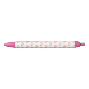 Stylo Noir Boho Chic Motif arc-en-ciel rose