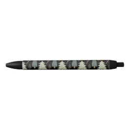 Stylo Noir Bois d'hiver Arbres de Noël Motif moderne Noir