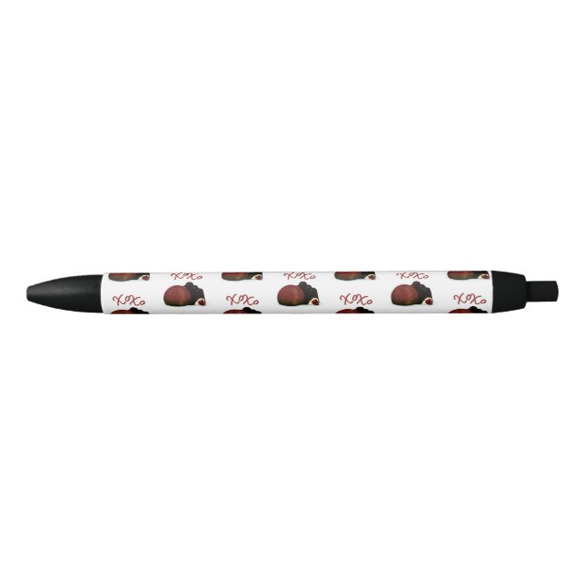 Stylo Noir Bonbon Valentin XOXO et chocolat noir (Devant)