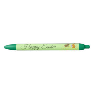 Stylo Noir Bonnets de Pâques et jonquilles personnalisés
