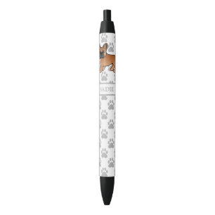 Stylo Noir Bouledogue Français Rouge Mignon Chien de Dessin A