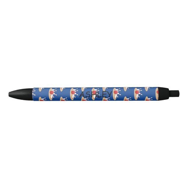 Stylo Noir Bowling Ball Stritles Motif Personnaliser (Devant)