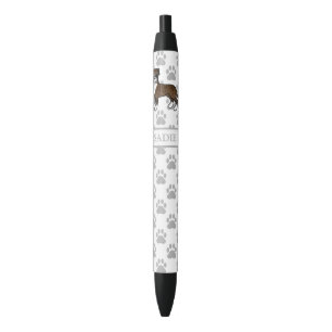 Stylo Noir Boxer Bringé Avec Nom Et Pattes Grises