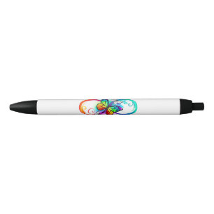 Stylo Noir Bright infinity with rainbow butterfly