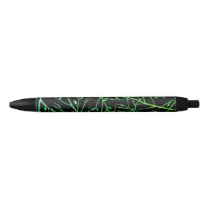 Stylo Noir Brindilles vertes sur noir