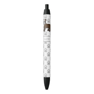 Stylo Noir Brindle Et Blanc Staffie Cute Cartoon Chien & Nom