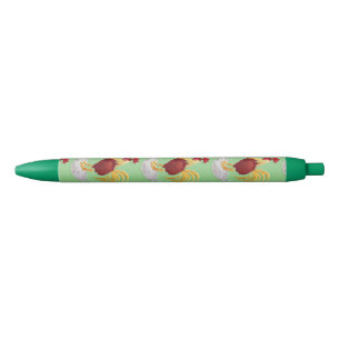 Stylo Noir Broderie coq - Broderie animal traditionnel
