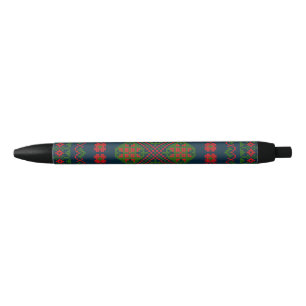 Stylo Noir Broderie palestinienne Tatreez rouge vert 5 Motif