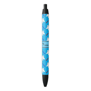 Stylo Noir Brosses de bleu et motif nommés personnalisés de