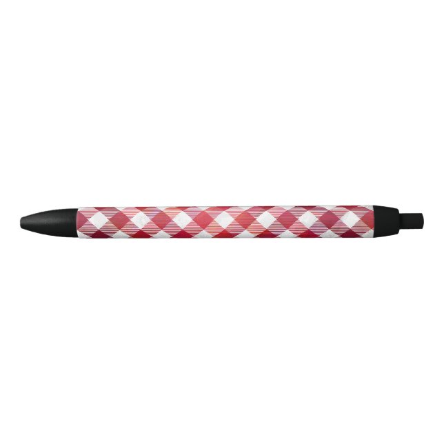 Stylo Noir Buffalo plaid rouge et blanc (Devant)