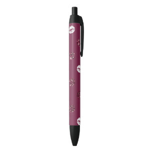 Stylo Noir Burgundy rose Parties scintillant rouge blanc Bais