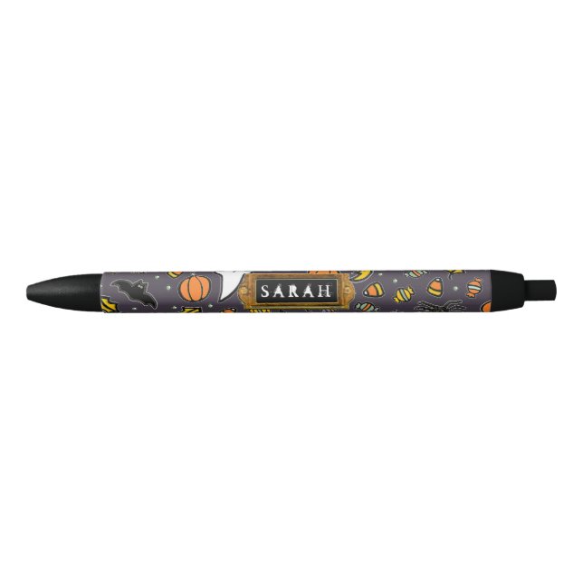 Stylo Noir Cadeau Halloween personnalisé (Devant)