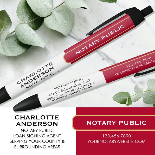 Stylo Noir Cadeau publicitaire Notaire cadeau Red Gold Busine (Créateur téléchargé)