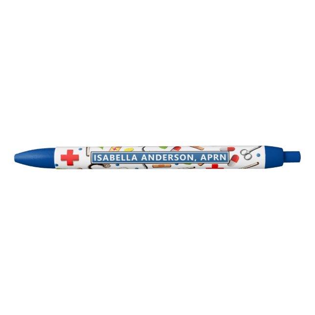 Stylo Noir Cadeaux infirmiers personnalisés (Devant)