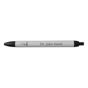 Stylo Noir Caduceus Noble Médicale élégant noir blanc