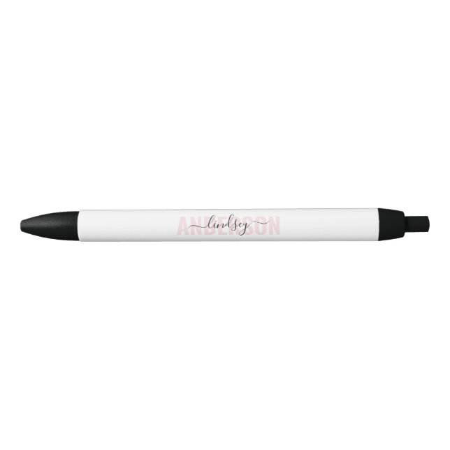 Stylo Noir Calligraphie en gras rose personnalisé (Devant)