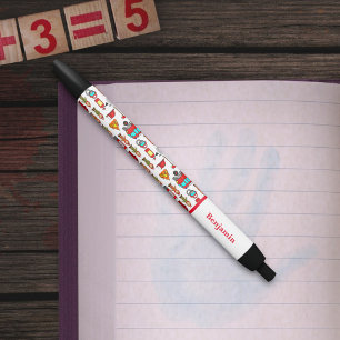 Stylo Noir Camion de pompiers rouge tendance et mignon & pomp