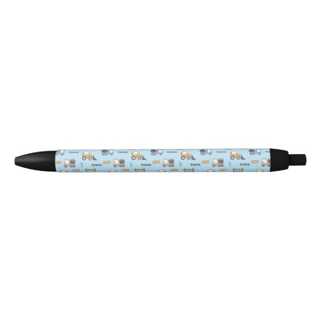 Stylo Noir Camions de construction Motif bleu (Devant)
