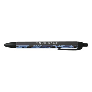 Stylo Noir Camouflage bleu marine Votre nom Personnalisez