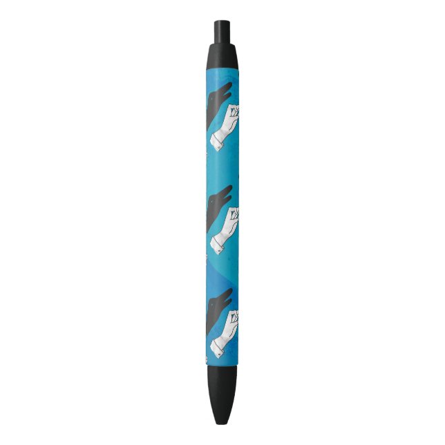 Stylo Noir Canard noir sur bleu (devant Vertical)