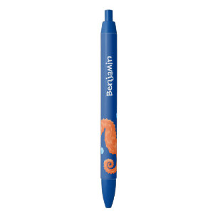 Stylo Noir Caricature de bulles d'hippocampe orange