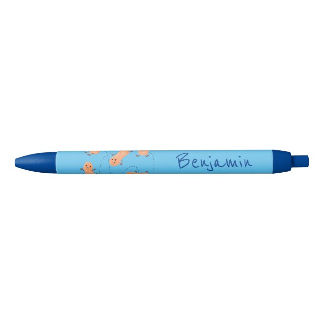 Stylo Noir Caricature de cacahuètes joyeux sautillant (Devant)
