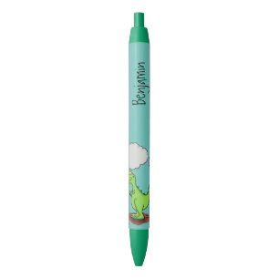 Stylo Noir Caricature de dragon dragon drôle et vert respiran