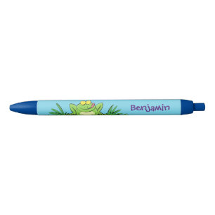 Stylo Noir Caricature de grenouille vert mignon