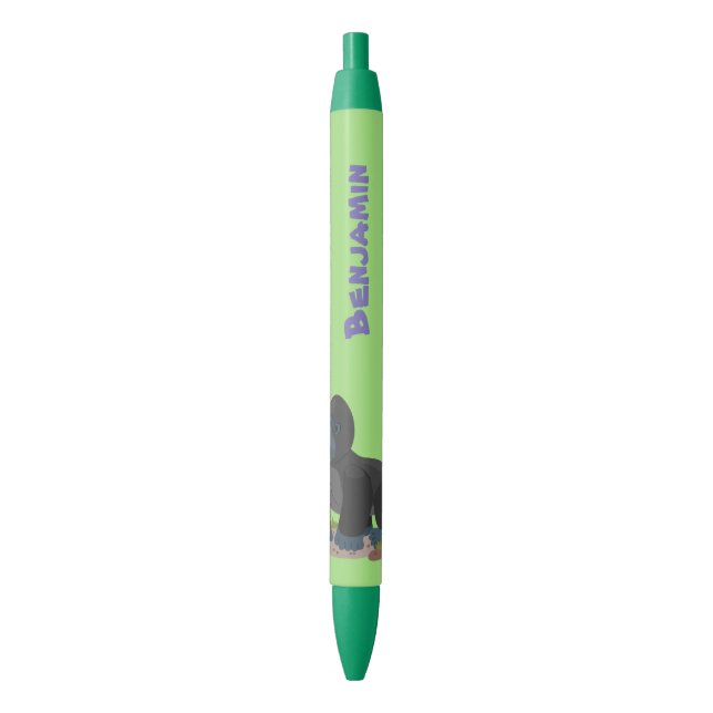 Stylo Noir Caricature de gros gorilles joyeux (devant Vertical)