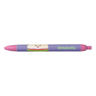 Stylo Noir Caricature de hamburger kawaii joyeux