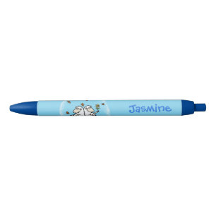 Stylo Noir Caricature de moutons mignons amis et papillons
