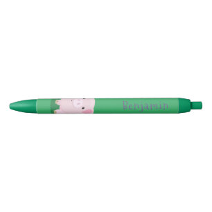 Stylo Noir Caricature de porc mignon rose pot vendue