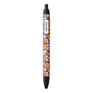 Stylo Noir Caricature de renard rouge do-it-yourself nom moti