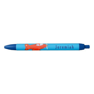 Stylo Noir Caricature de vol d'avion rouge mignon