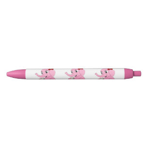 Stylo Noir Caricature d'éléphant mignonne fille encre noire s
