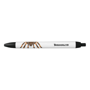 Stylo Noir Caricature déplaisante de tarantule brun et orange