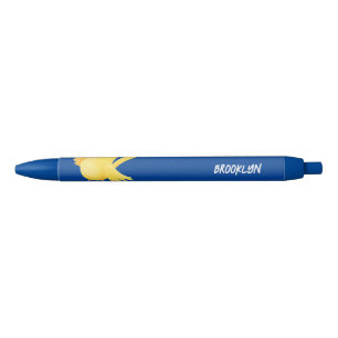 Stylo Noir Caricature d'oiseau canari jaune chantant mignon